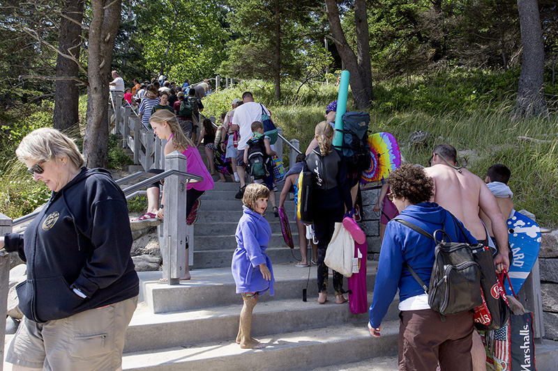 crowded stairs